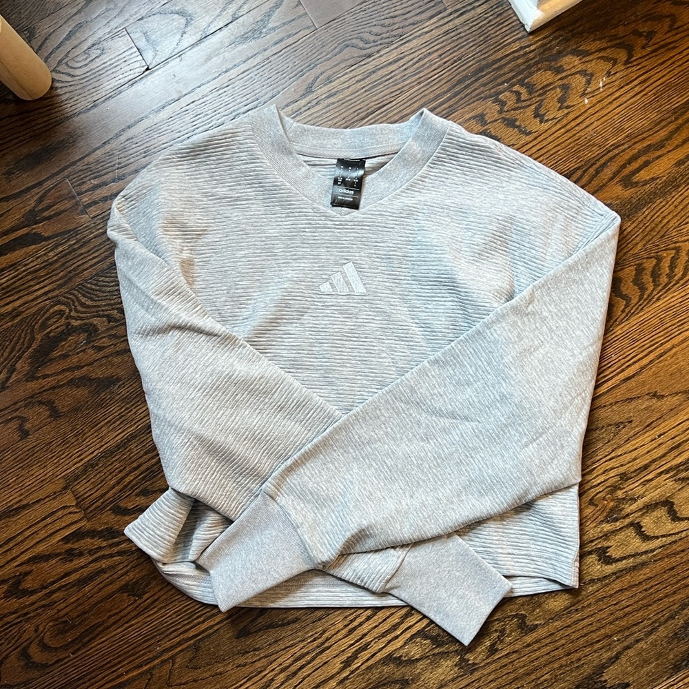 Adidas Heather Gray Textured Pullover